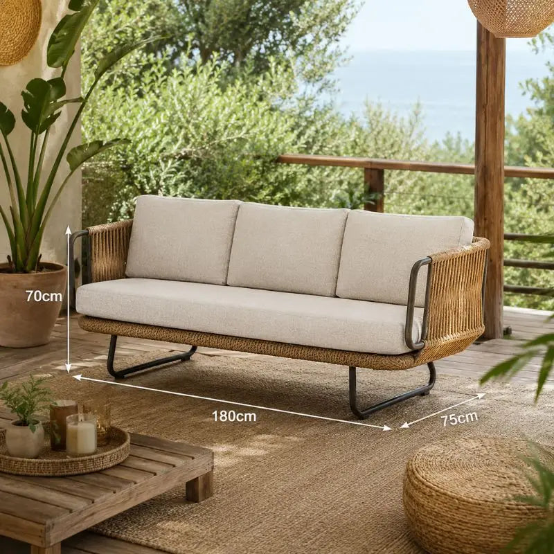Canapé pour Terrasse en Rotin - 3 places