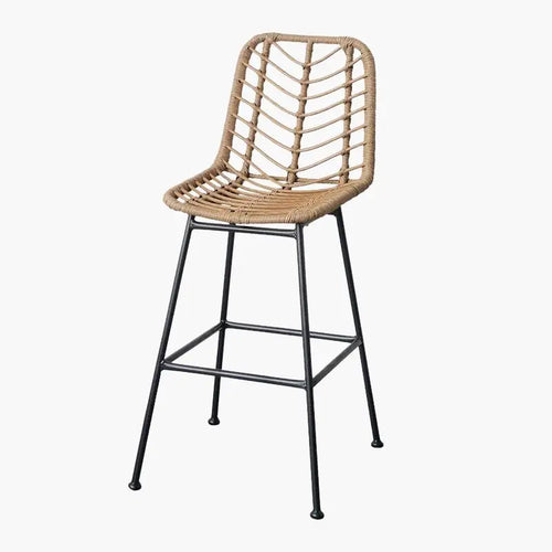 Chaise de Bar en Rotin - Beige - 75cm