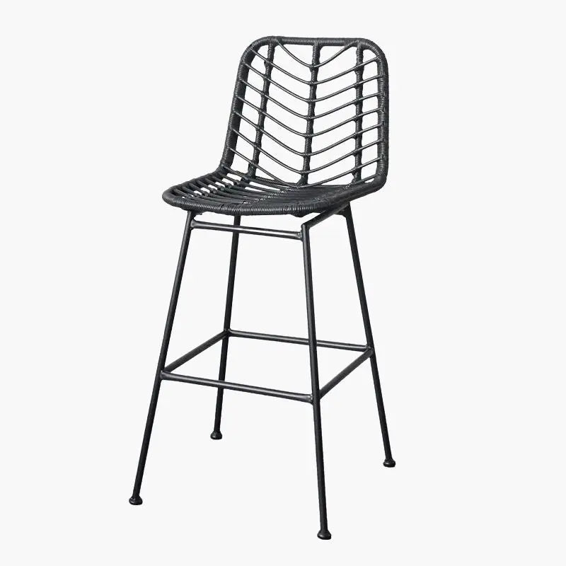 Chaise de Bar en Rotin - Noir - 65cm