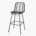 Chaise de Bar en Rotin - Noir - 65cm