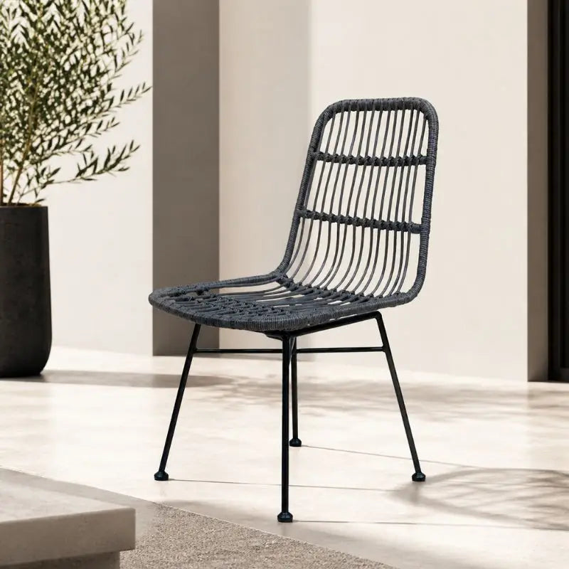 Chaise en Rotin avec Cadre en Métal