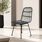 Chaise en Rotin avec Cadre en Métal