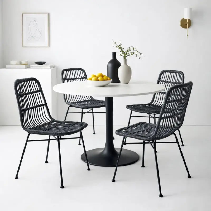 Chaise en Rotin avec Cadre en Métal