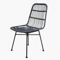 Chaise en Rotin avec Cadre en Métal - Gris