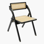 Chaise Pliable Rétro en Rotin - Noir