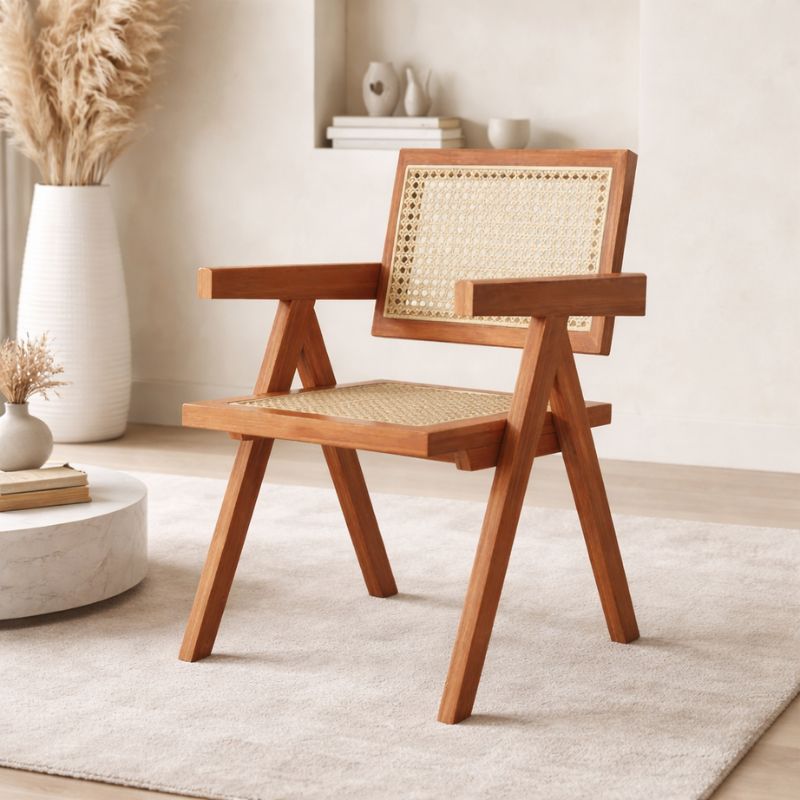 Chaise Rotin avec Accoudoirs