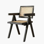 Chaise Rotin avec Accoudoirs - Noir