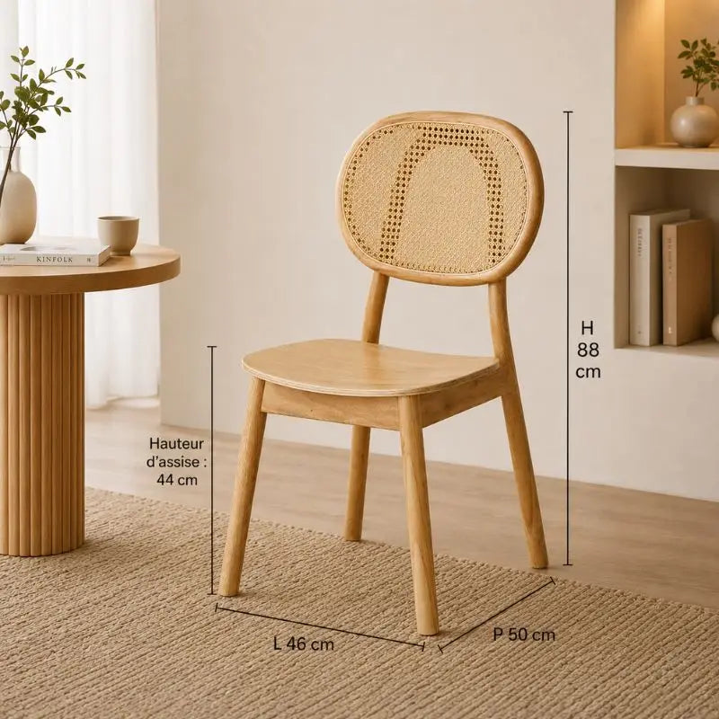 Chaise Rotin Bois - Beige