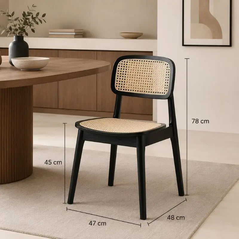 Chaise Rotin et Bois - Noir