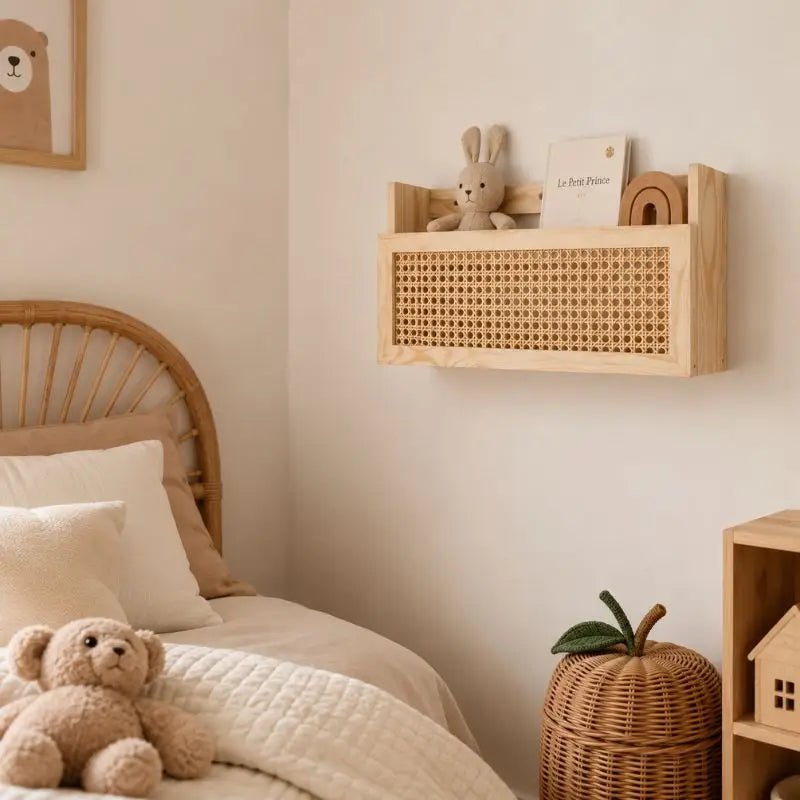 Étagère Murale Rotin Enfant - 44 x 24 x 10 cm