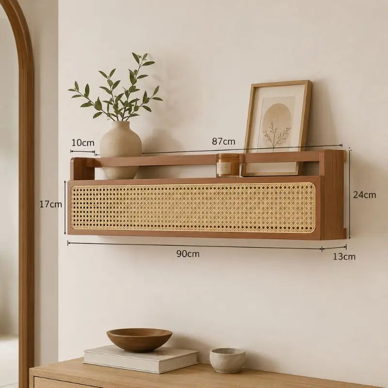 Étagère Murale Rotin Vintage - 90 x 24 x 13 cm