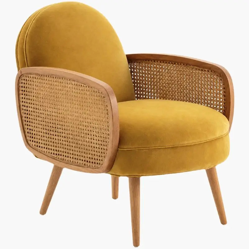 Fauteuil en Rotin Confortable - Jaune