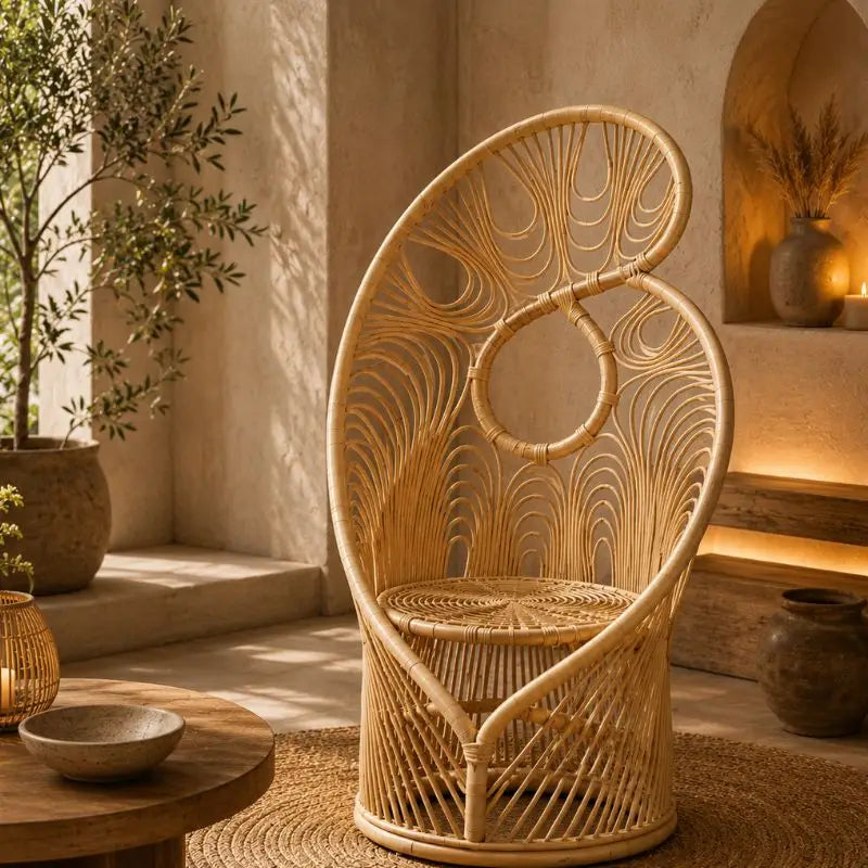Fauteuil en Rotin Design - 83 x 59.5 x 140 cm