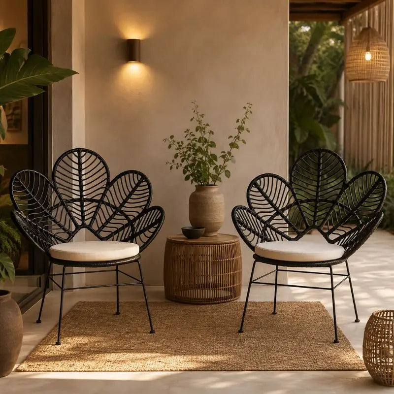Fauteuil en Rotin en Forme de Fleur