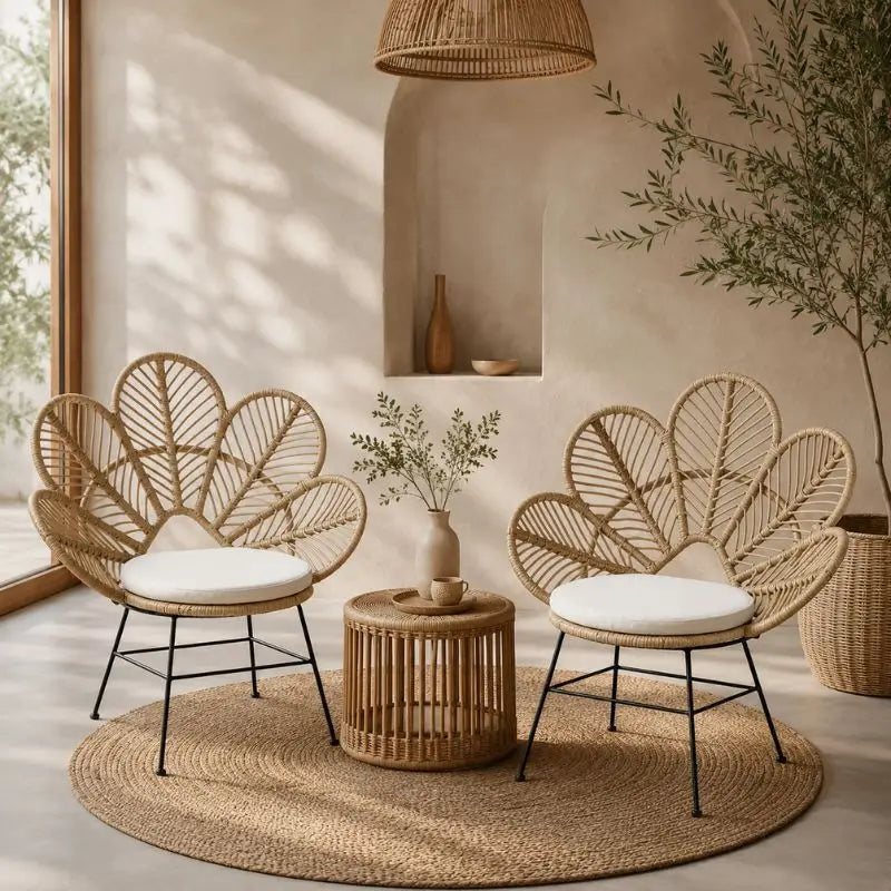 Fauteuil en Rotin en Forme de Fleur