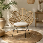 Fauteuil en Rotin en Forme de Fleur - Beige