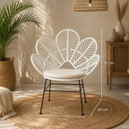 Fauteuil en Rotin en Forme de Fleur - Blanc
