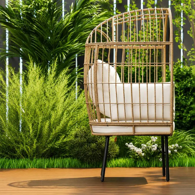 Fauteuil en Rotin en Forme d’Œuf - 95 x 80 x 155 cm