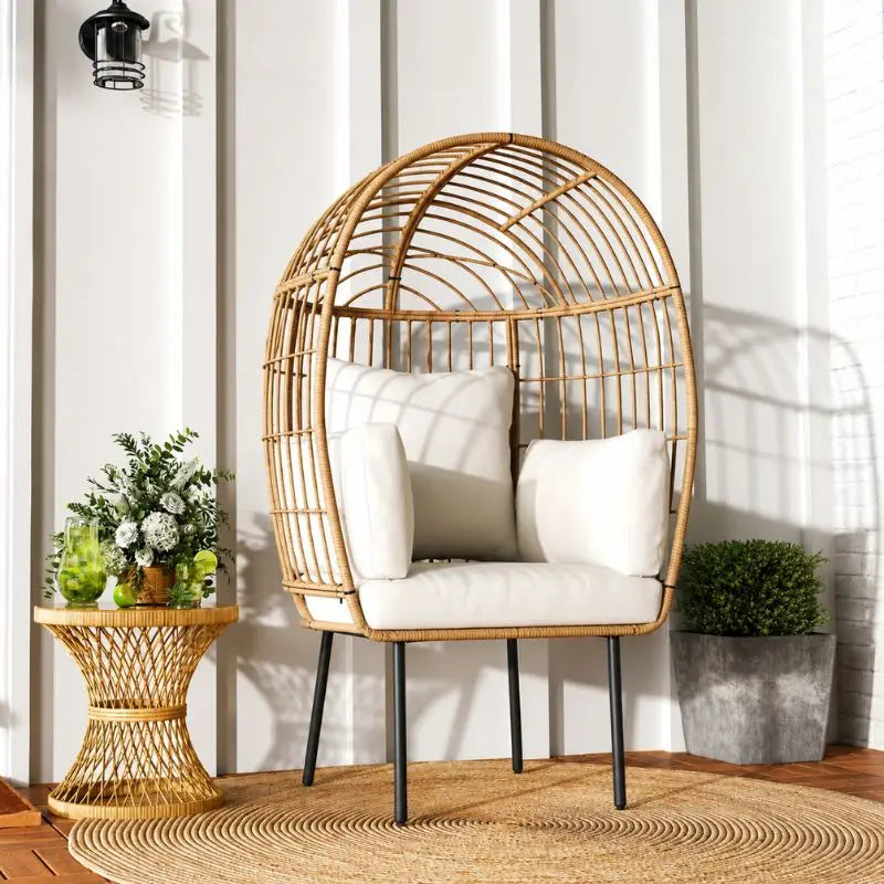 Fauteuil en Rotin en Forme d’Œuf - 95 x 80 x 155 cm