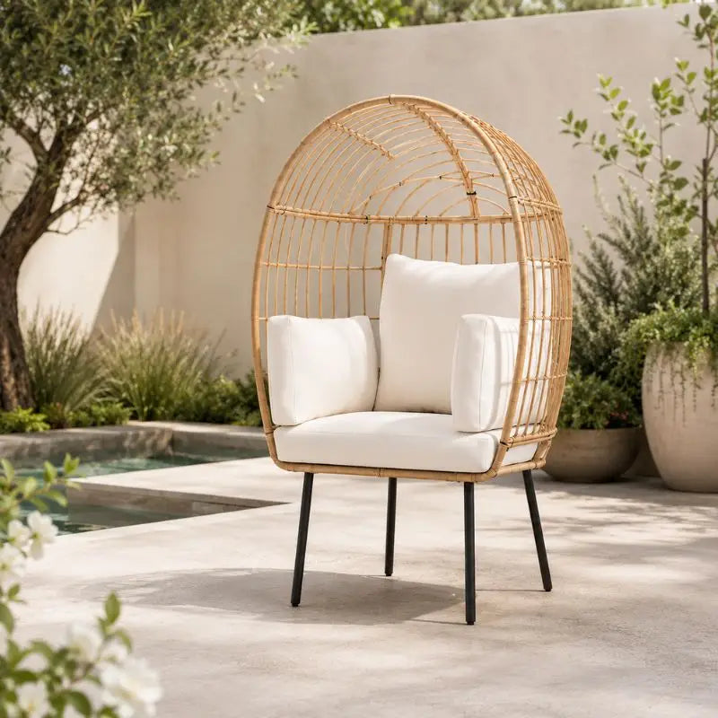 Fauteuil en Rotin en Forme d’Œuf - 95 x 80 x 155 cm