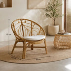 Fauteuil en Rotin Intérieur - 90 x 87 x 85 cm