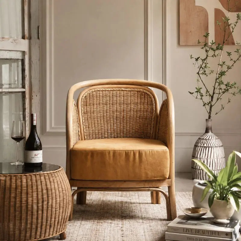 Fauteuil en Rotin pour Salon - 69 x 62 x 45 cm