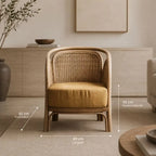 Fauteuil en Rotin pour Salon - 69 x 62 x 45 cm