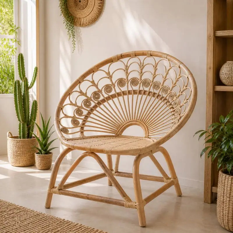 Fauteuil en Rotin Rond