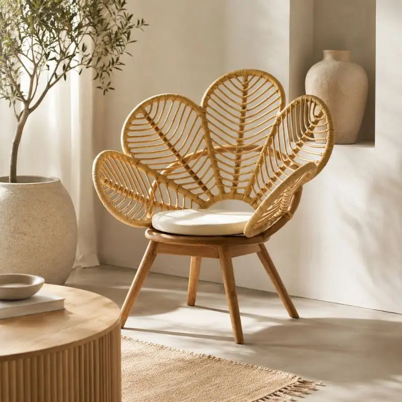 Fauteuil Fleur Rotin - 60 x 60 x 103 cm