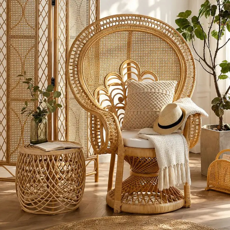 Fauteuil Paon Rotin - 100 x 51 x 145 cm