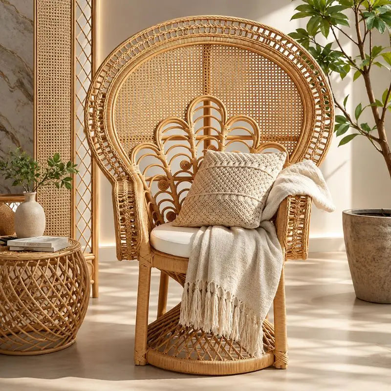 Fauteuil Paon Rotin - 100 x 51 x 145 cm