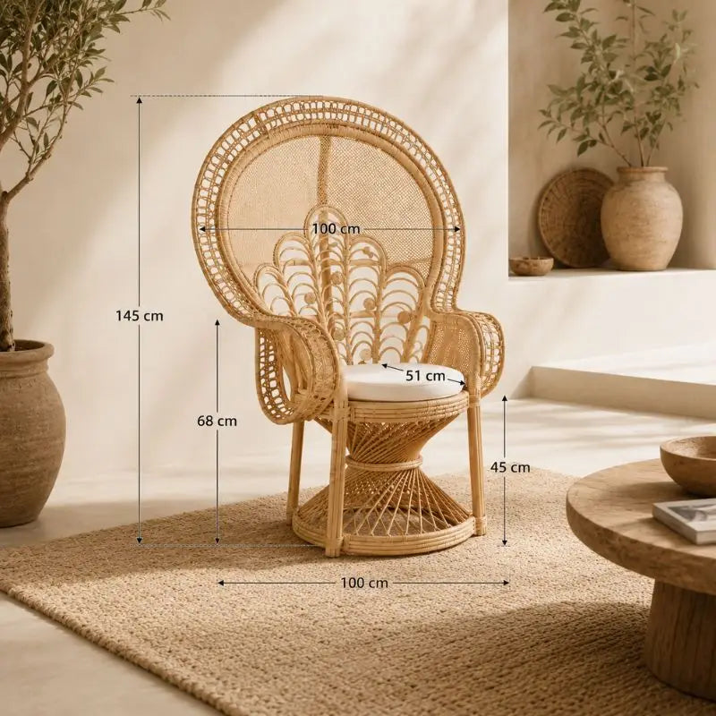 Fauteuil Paon Rotin - 100 x 51 x 145 cm