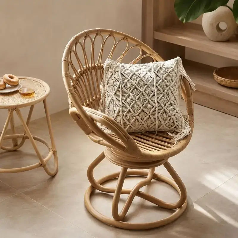 Fauteuil Pivotant en Rotin - 80 x 80 x 85 cm