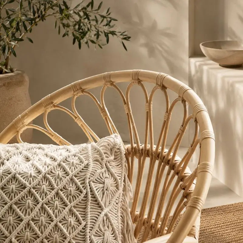 Fauteuil Pivotant en Rotin - 80 x 80 x 85 cm