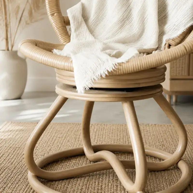 Fauteuil Pivotant en Rotin - 80 x 80 x 85 cm