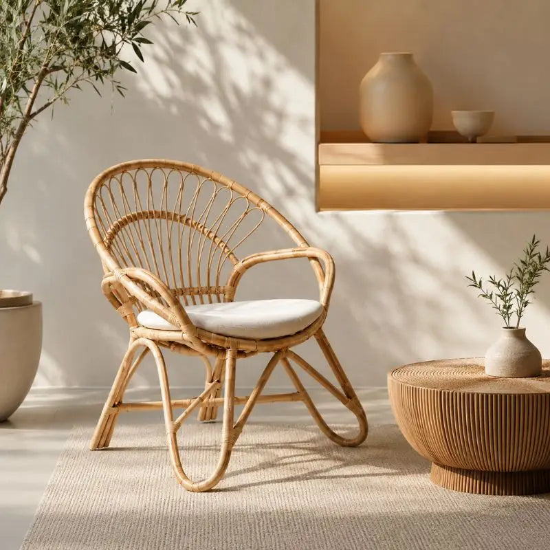 Fauteuil Rond en Rotin - 60 x 43 x 83 cm