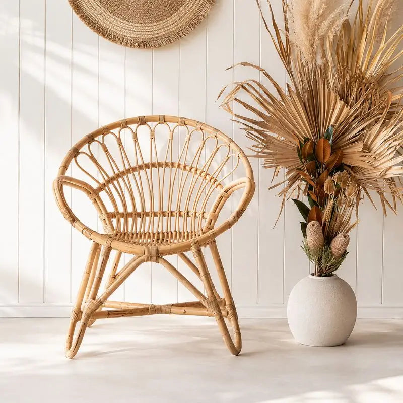 Fauteuil Rond en Rotin - 60 x 43 x 83 cm