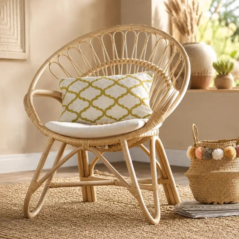 Fauteuil Rond en Rotin - 60 x 43 x 83 cm