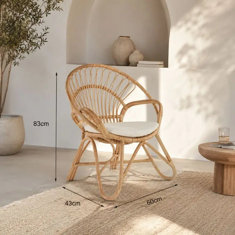 Fauteuil Rond en Rotin - 60 x 43 x 83 cm