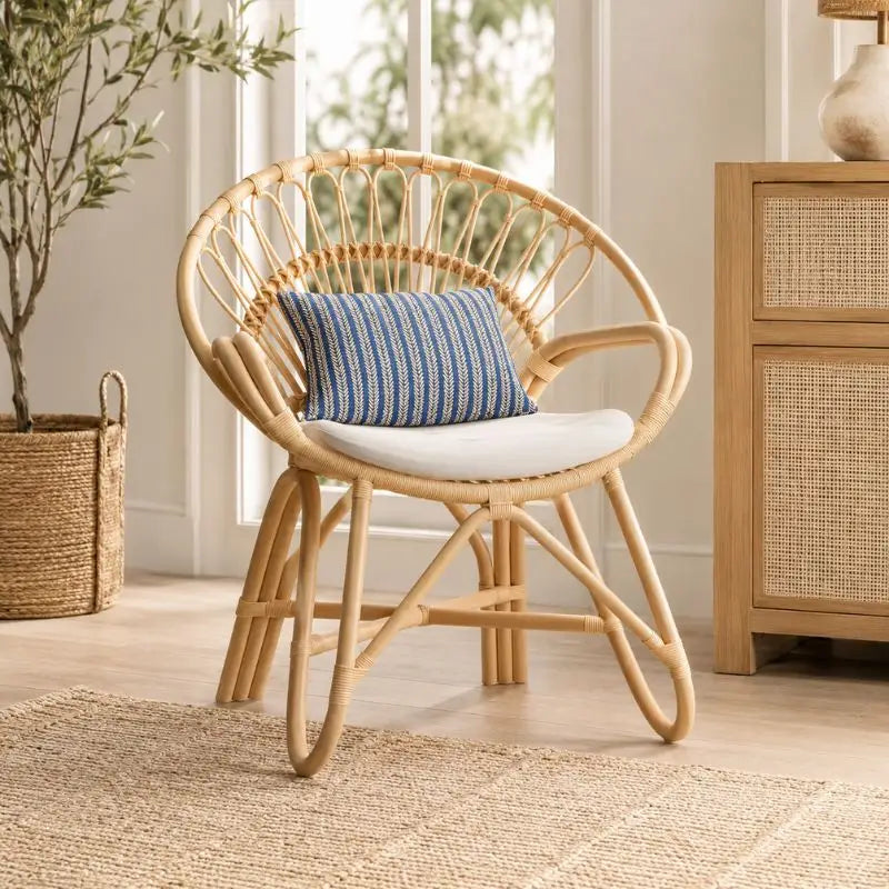 Fauteuil Rond en Rotin - 60 x 43 x 83 cm
