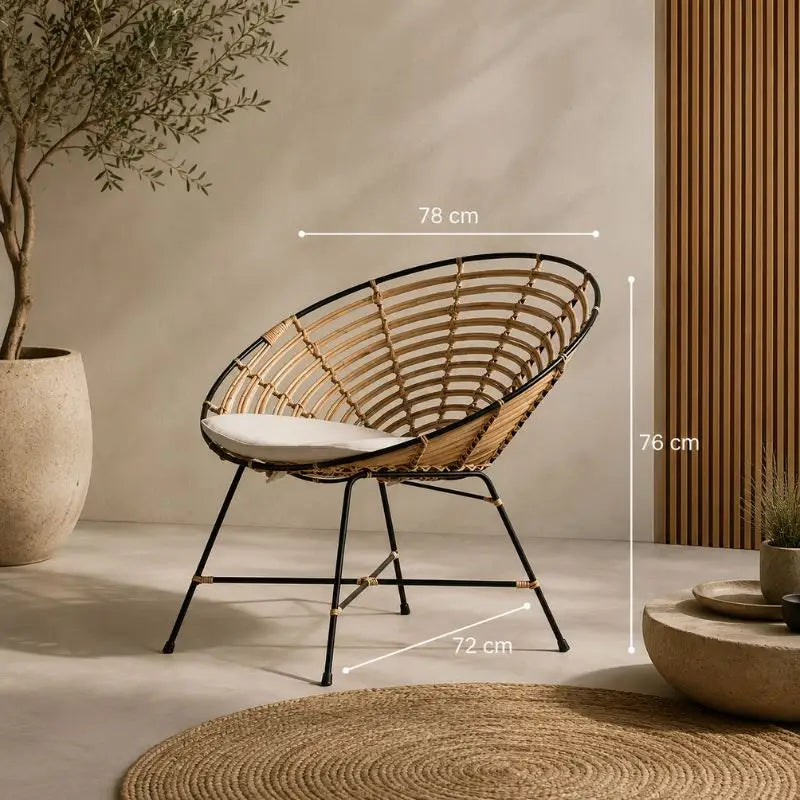 Fauteuil Rond Rotin - 78 x 72 x 76 cm