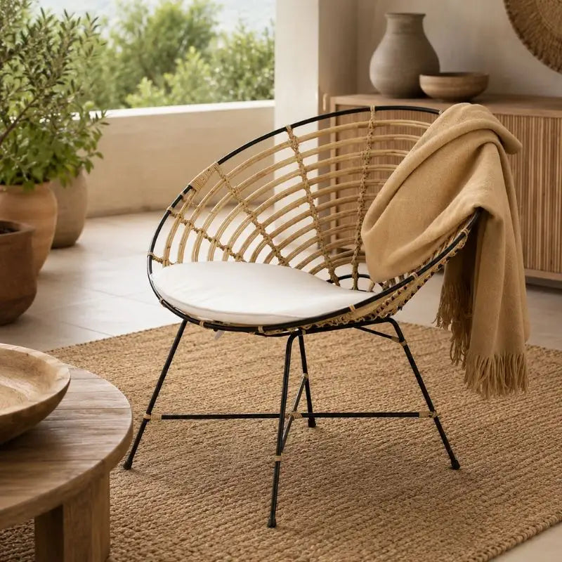 Fauteuil Rond Rotin - 78 x 72 x 76 cm