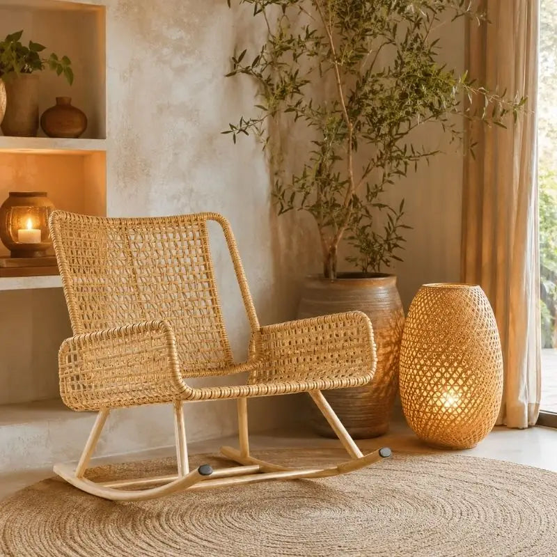 Fauteuil Rotin à Bascule - 90 x 60 x 83 cm