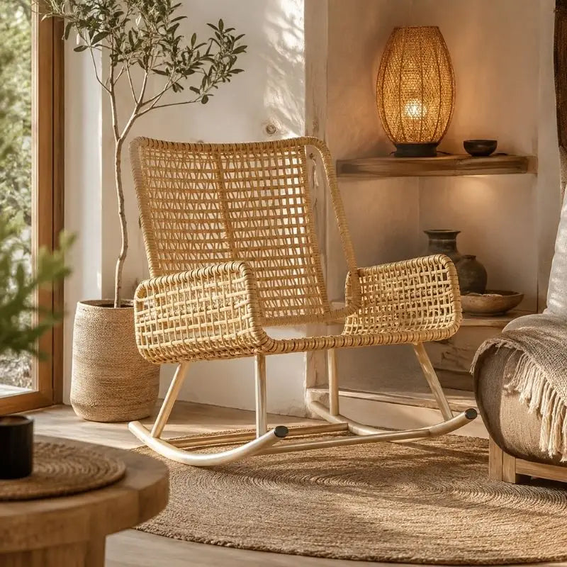 Fauteuil Rotin à Bascule - 90 x 60 x 83 cm
