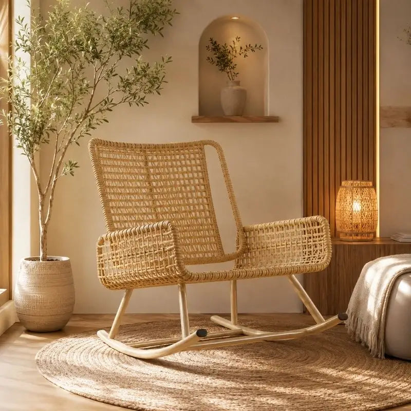 Fauteuil Rotin à Bascule - 90 x 60 x 83 cm