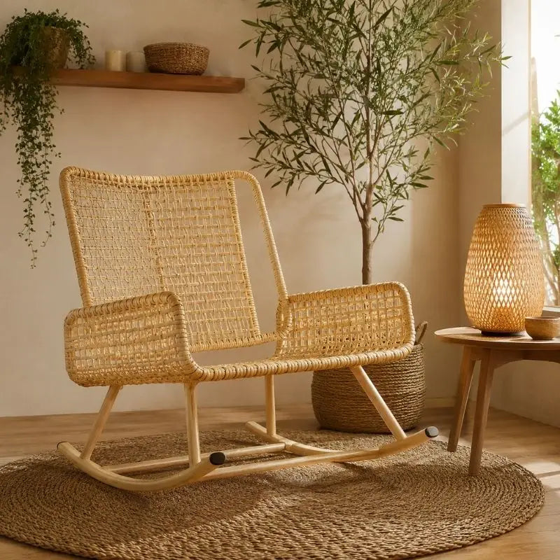 Fauteuil Rotin à Bascule - 90 x 60 x 83 cm