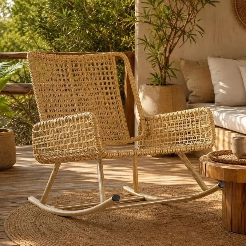Fauteuil Rotin à Bascule - 90 x 60 x 83 cm