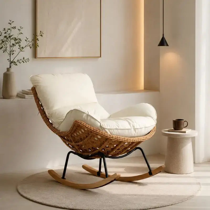Fauteuil Rotin à Bascule avec Coussin