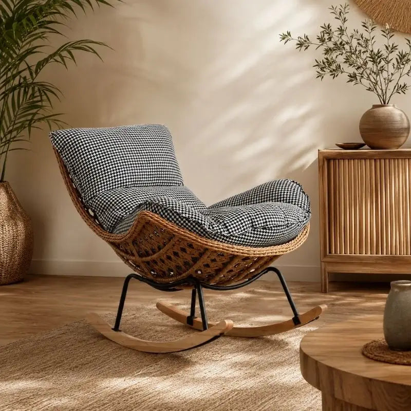 Fauteuil Rotin à Bascule avec Coussin