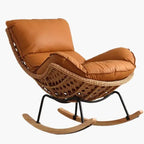Fauteuil Rotin à Bascule avec Coussin - Orange